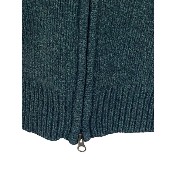 L.L. BEAN Women’s XL Petite Fair Isle Sweater 100 % Lambs Wool Green Full Zip - Picture 3 of 10